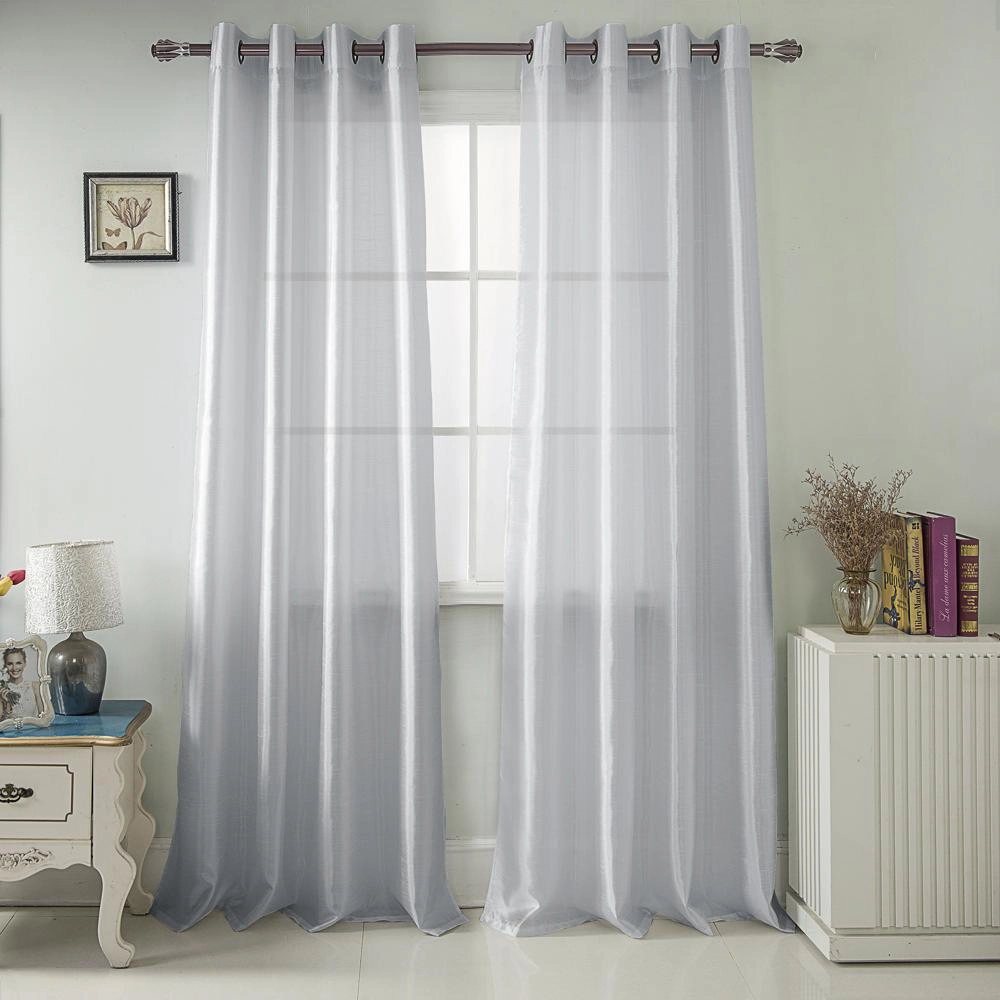 RT Designers Collection Nancy Faux Luxurious Silk Grommet Curtain Panel 54" x 84" Silver
