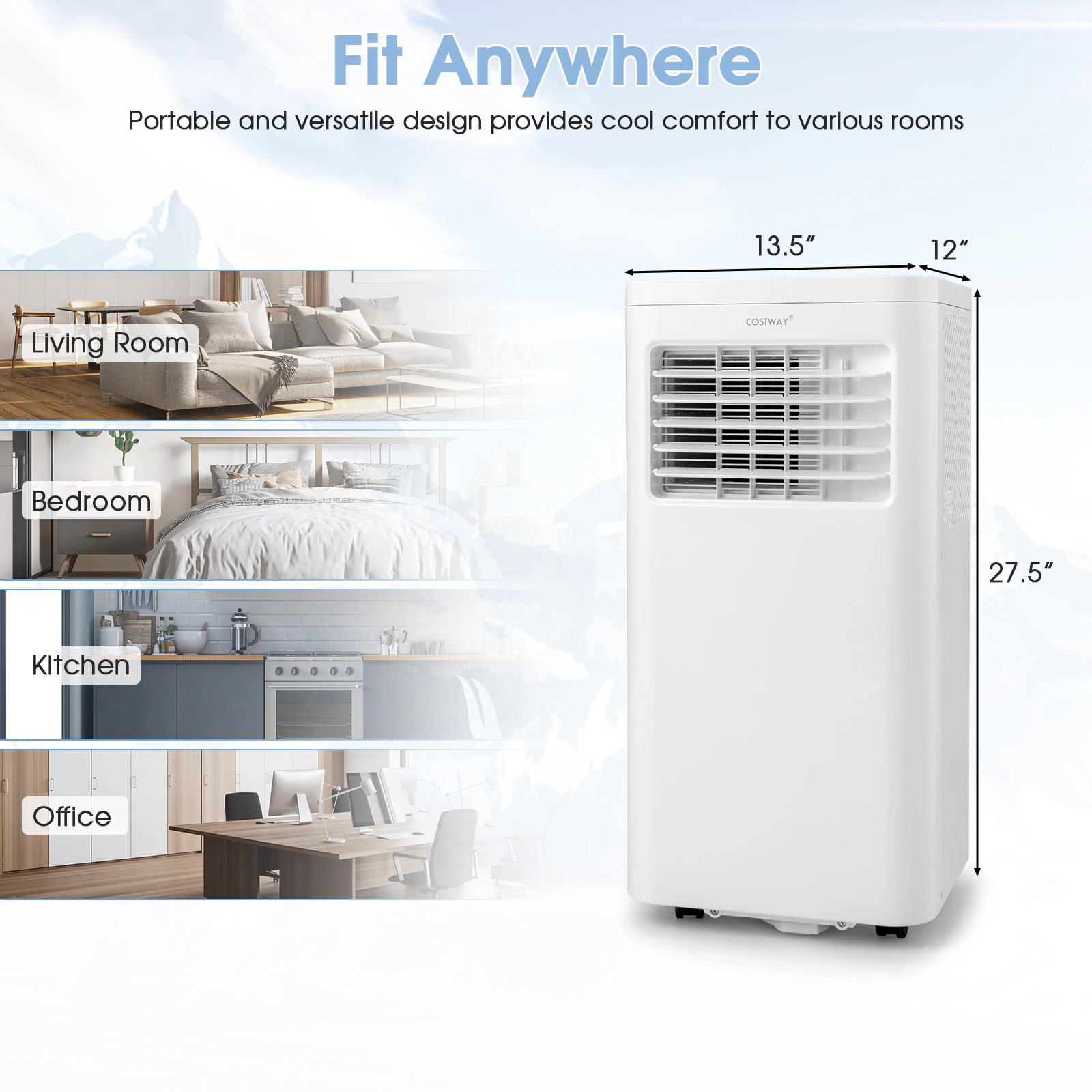 LJG 6000 BTU(SACC) Portable Air Conditioner Cools 250 Sq.Ft