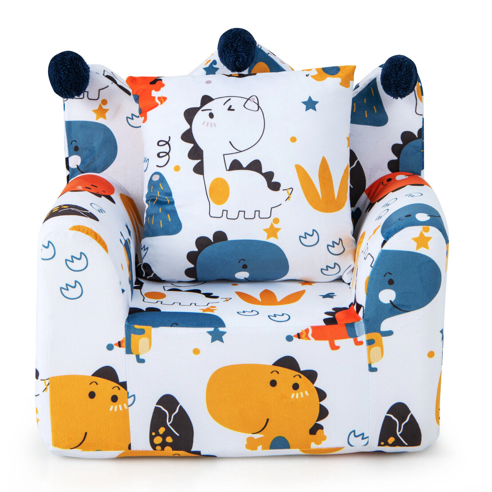 SUGIFT High-Density Padding Kids Sofa Chair with Armrest and Pillow 110-lb Capacity Ages 0-5 Blue