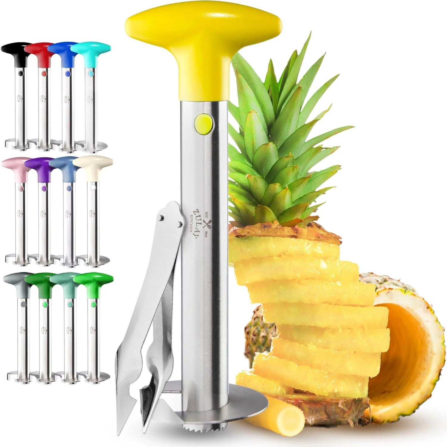 Zulay Kitchen Stainless Steel Pineapple Corer & Slicer + Eye Removal Tool