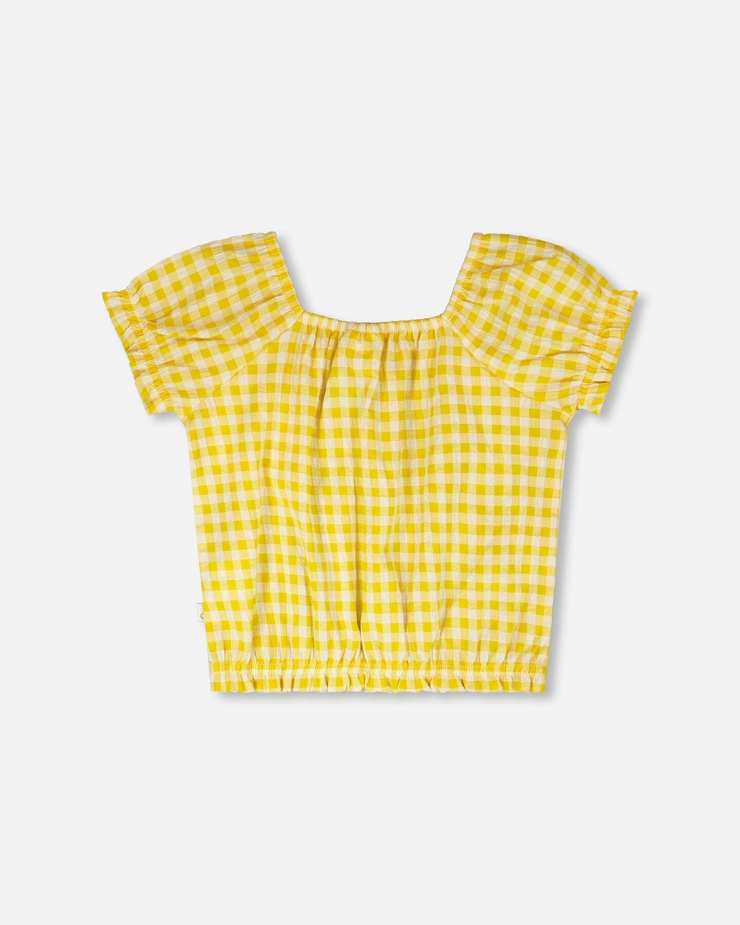 Deux par Girls Peasant Top Gingham