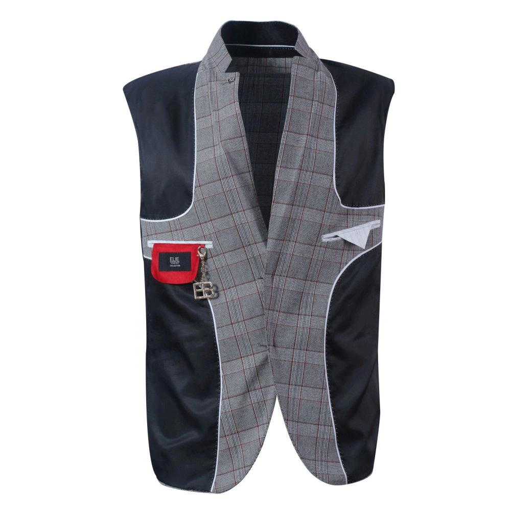 Elie Balleh Men's Slim Fit Plaid Sports Coat Jacket