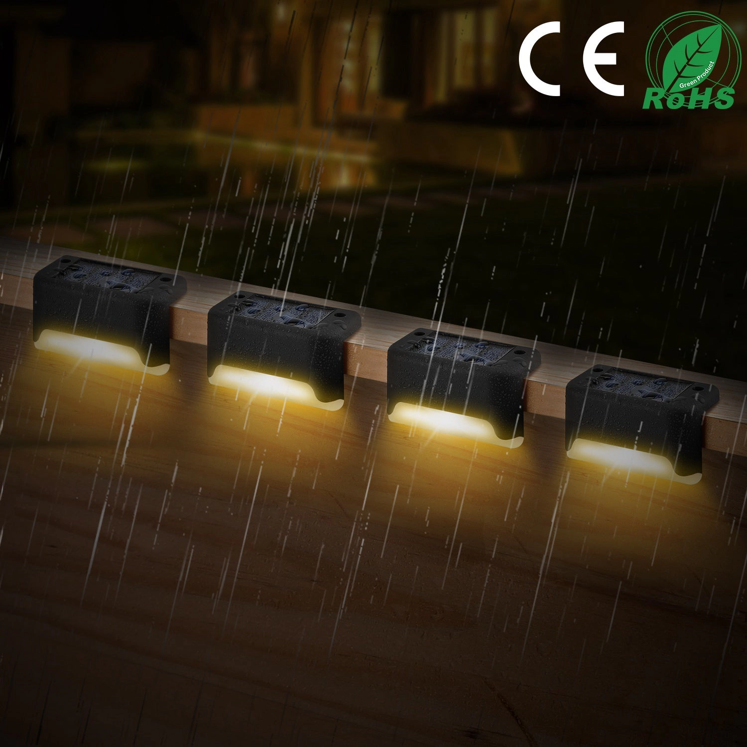 GBruno Solar LED Step Lights 4-Pack Outdoor Waterproof