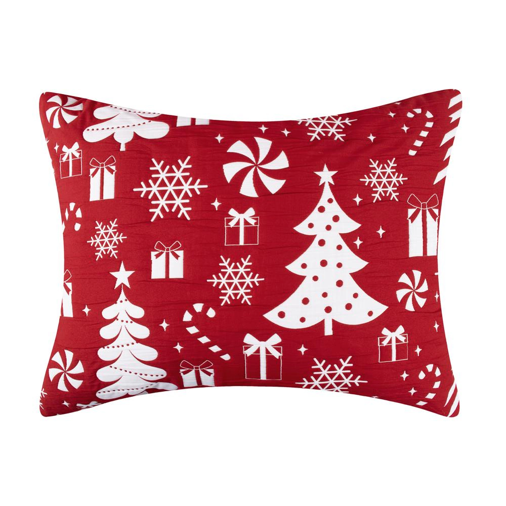 Greenland Home Fashions Peppermint Party Jacquard Woven Festive Christmas Pattern Decorative Pillow Sham