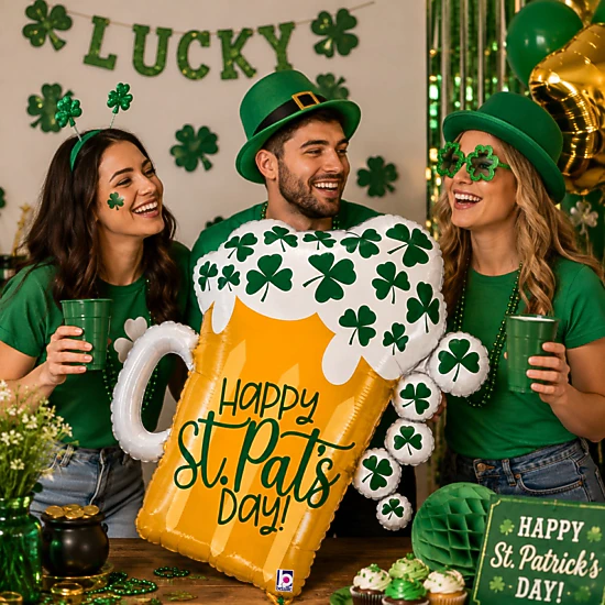 LoonBalloon 27-Inch St. Patrick's Day Beer Mug Balloon, Gold, Color ...