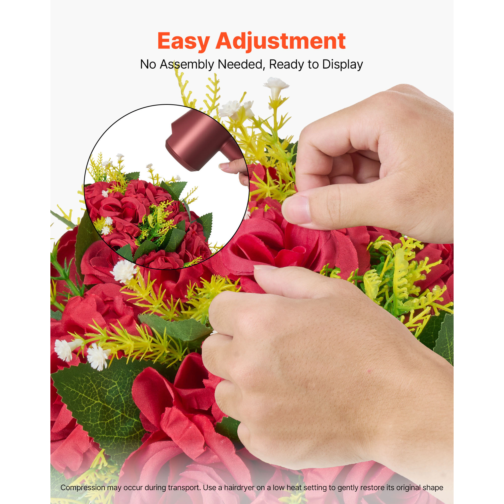 HONGGE Artificial Flower Roses Arrangement for Wedding Home Table, 10 PCS