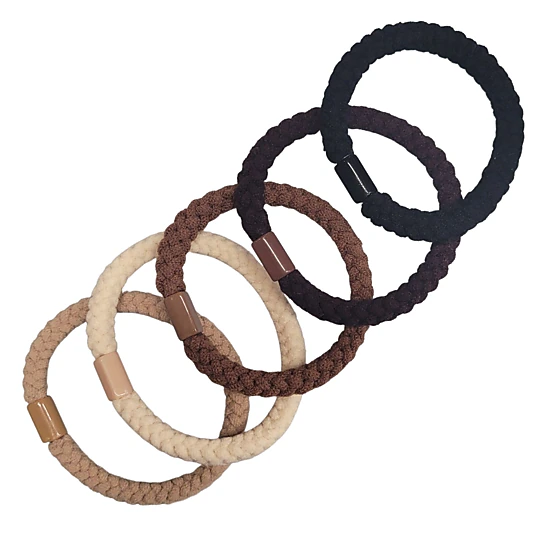 Pink Pewter Pony Elastics in Cylinder (Morning Coffee - 5pc)