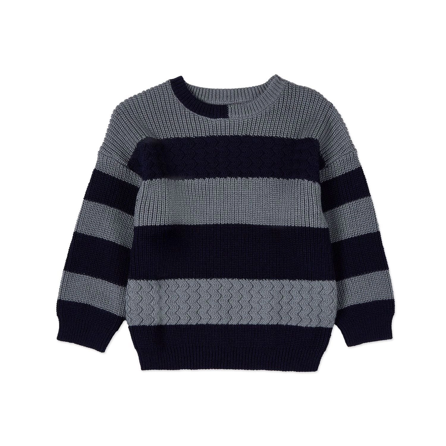 MeMoi Boys 2-Tone Striped Cotton Rich Knit Pullover Sweater