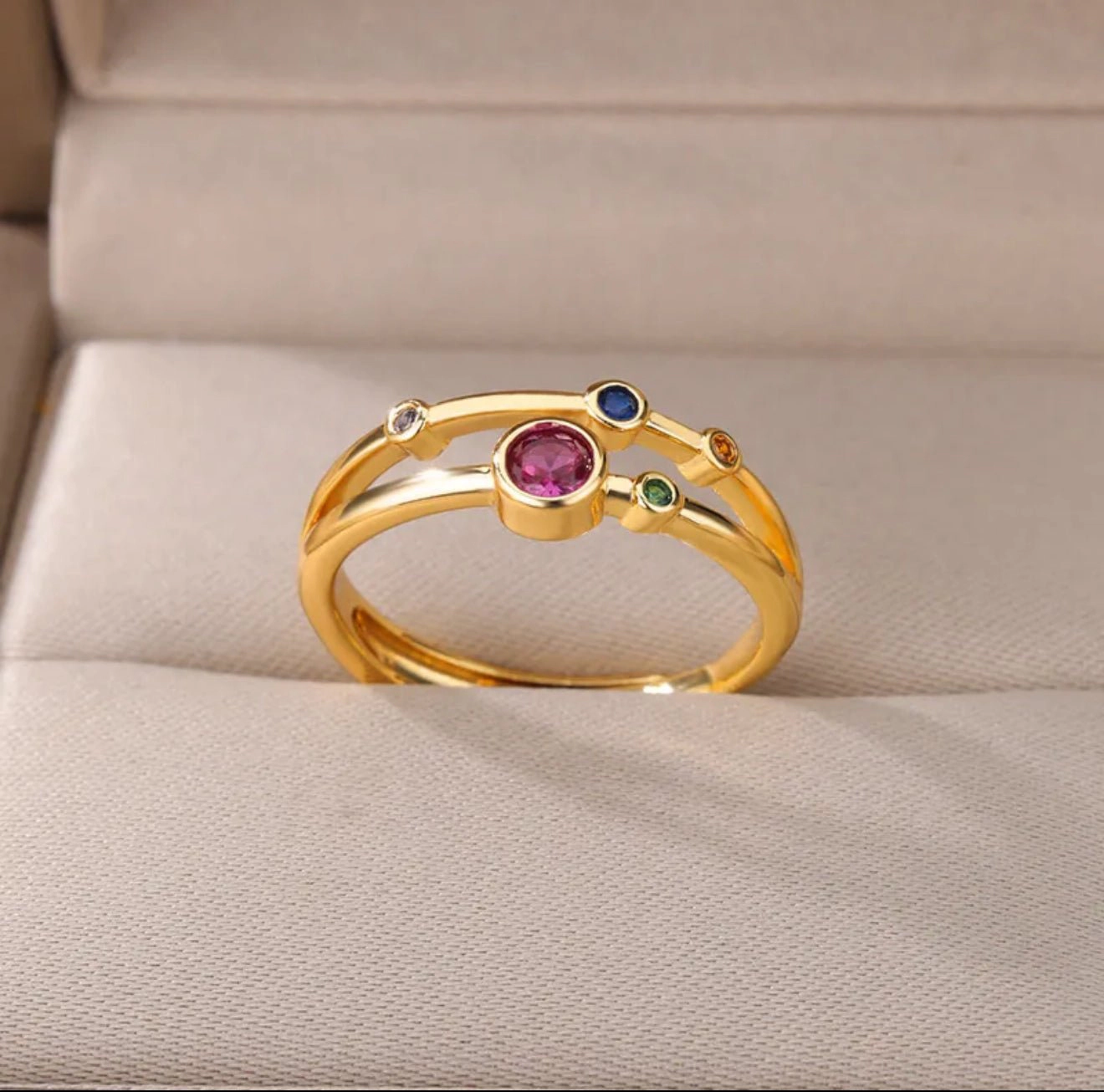 DressAtR Women's Zircon 18K Gold Plated Open Ring