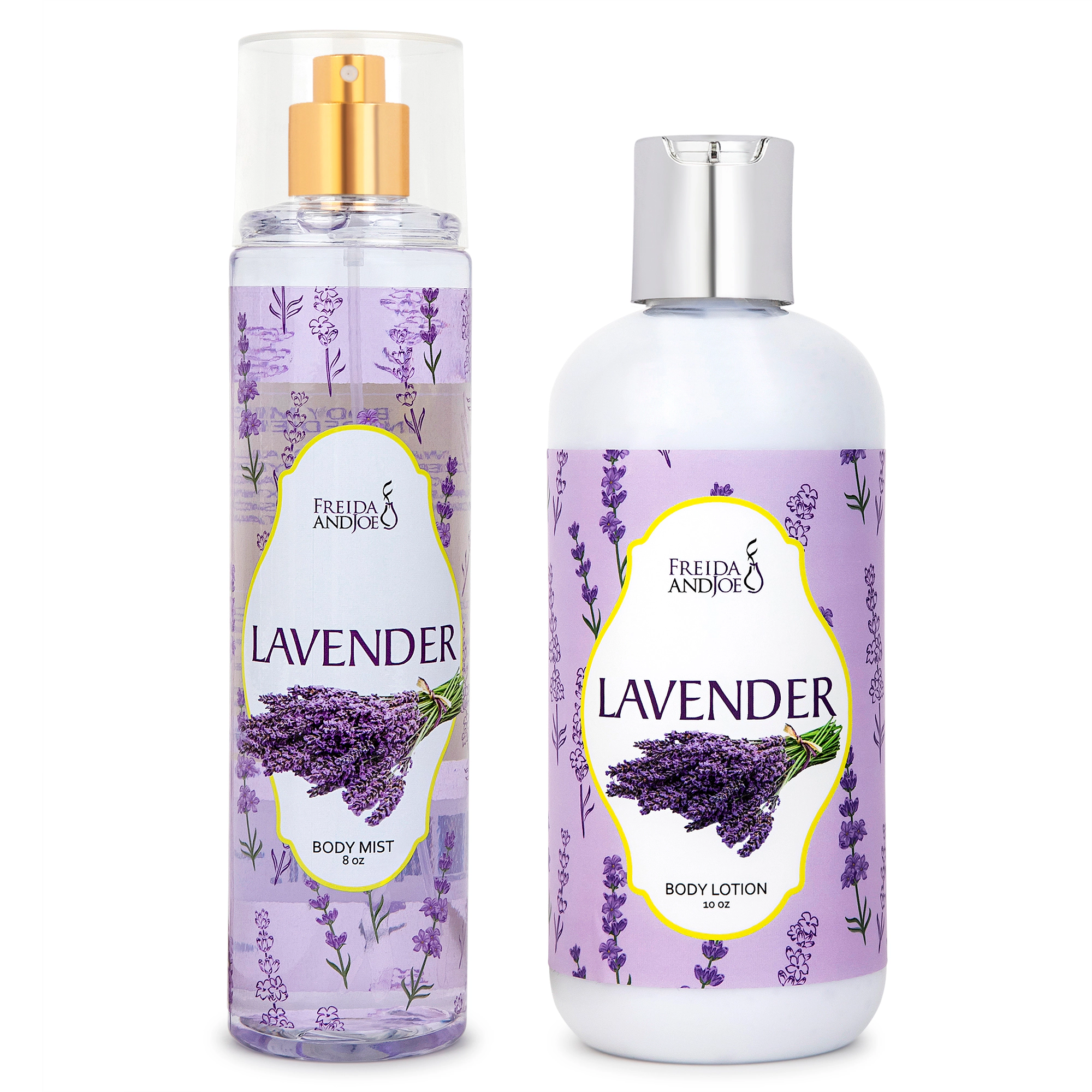 Freida and Joe Womens 10oz Deep Moisturizing Fragrance Body Lotion & 8 oz in lavender Scent