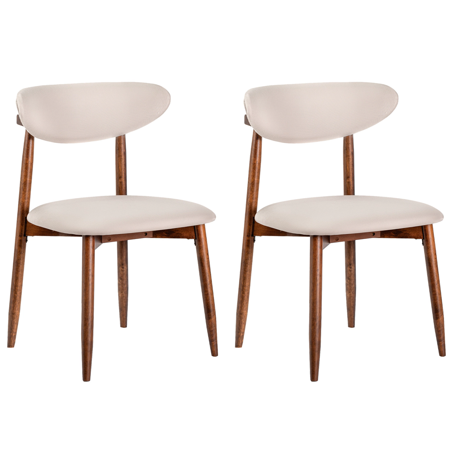 LJG Set of Fabric Upholstered Dining Chairs with Curved Backs