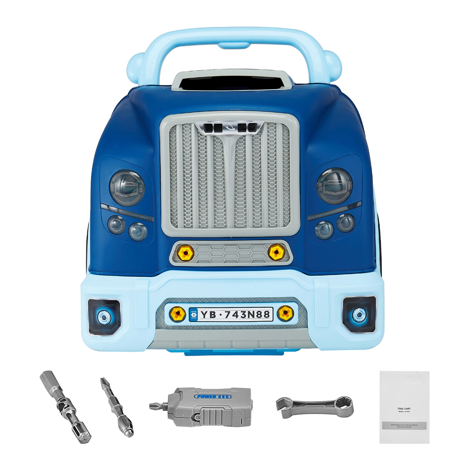 HONGGE Engine Toy 60 Pieces Kids Mechanic Car Repair Set with Removable Parts Lights and Sounds Steering Wheel Horn