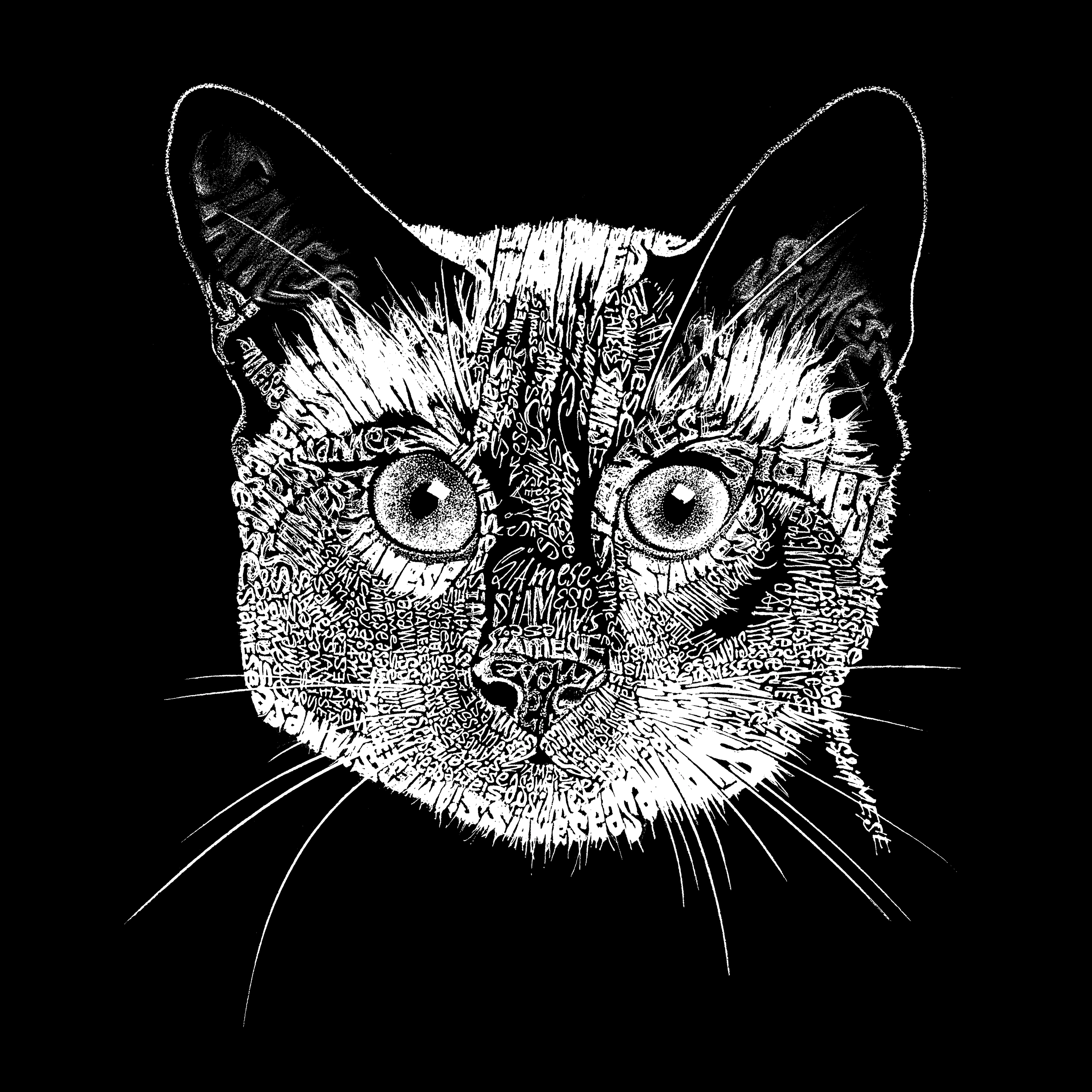 LA Pop Art Men's Siamese Cat Word T-Shirt - Regular Fit
