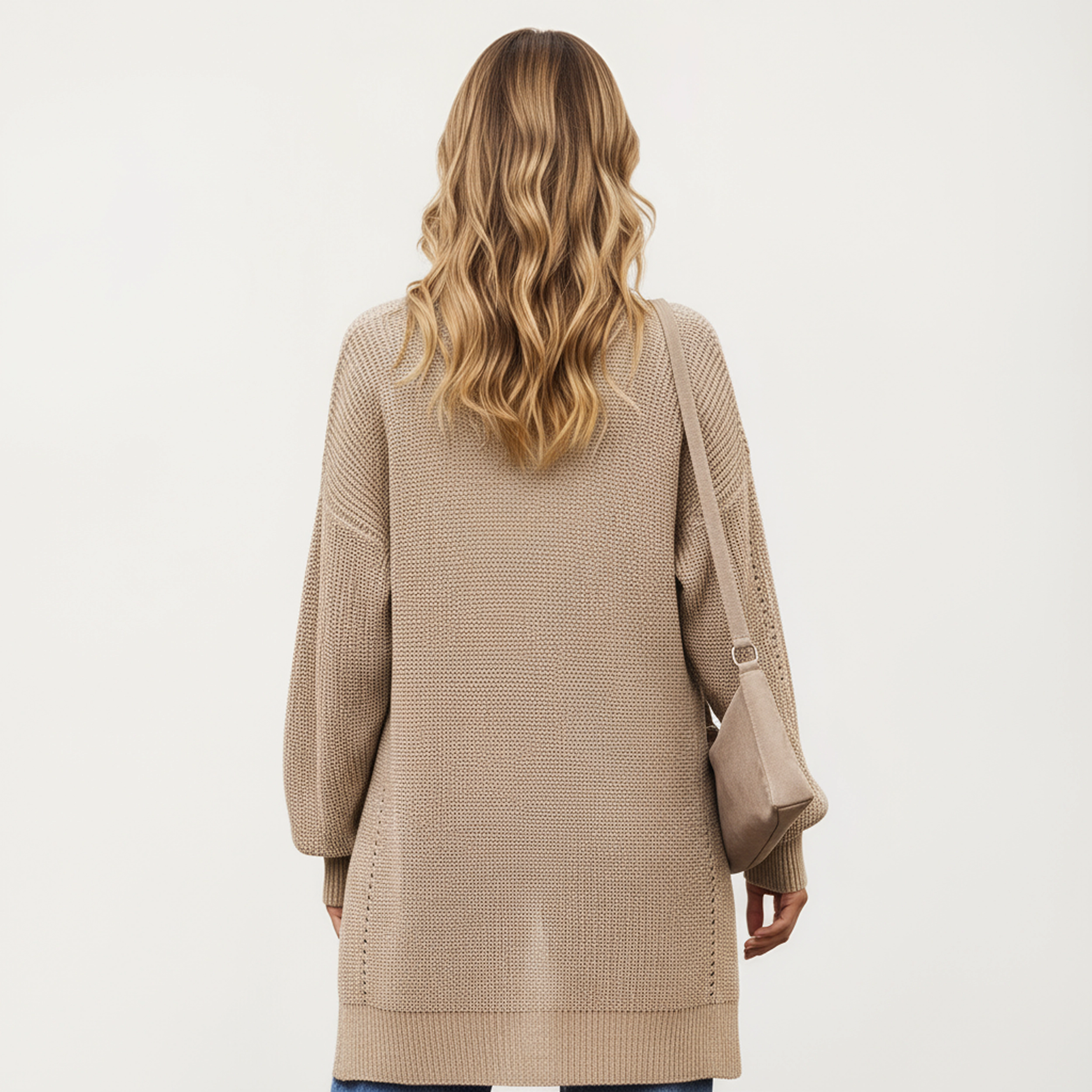 Anna-Kaci Women's Open Front Knit Cardigan with Relaxed Fit and Textured Detailing