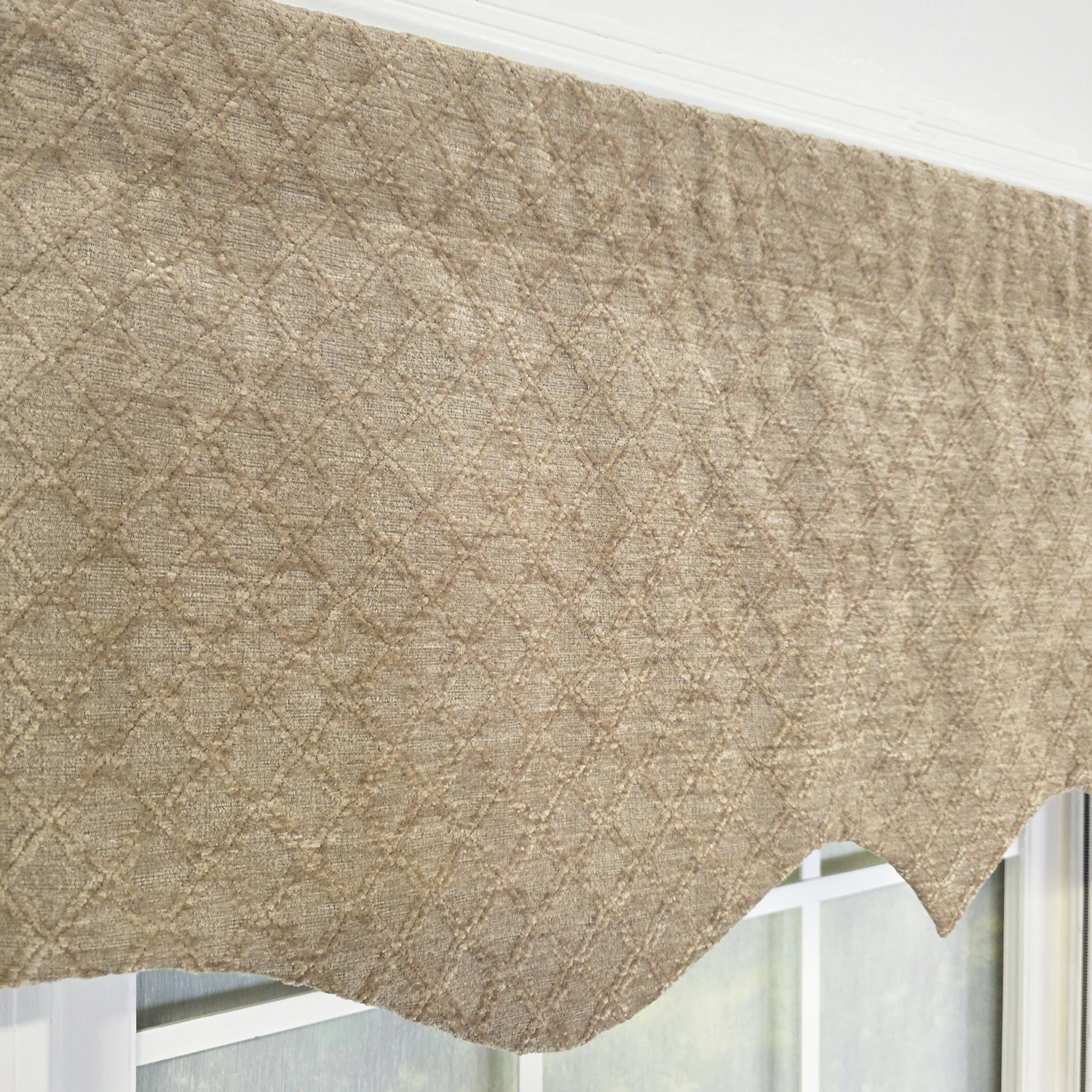 RLF Home 100% Cotton Chenille Regal Fully lined Windows Rod Pocket Valance 50" x 17" Beige