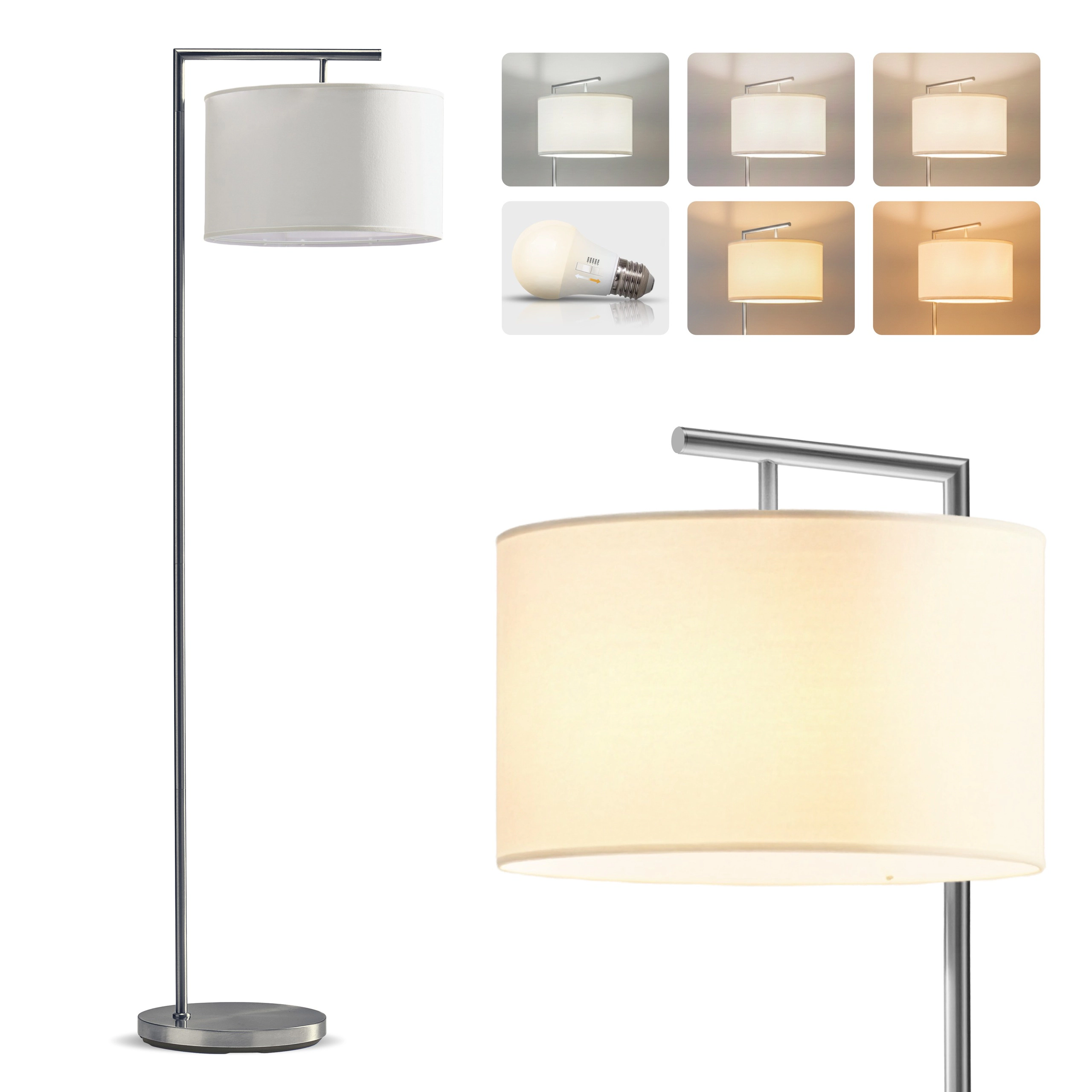 Brightech Montage Modern Drum Pleated Floor Lamp