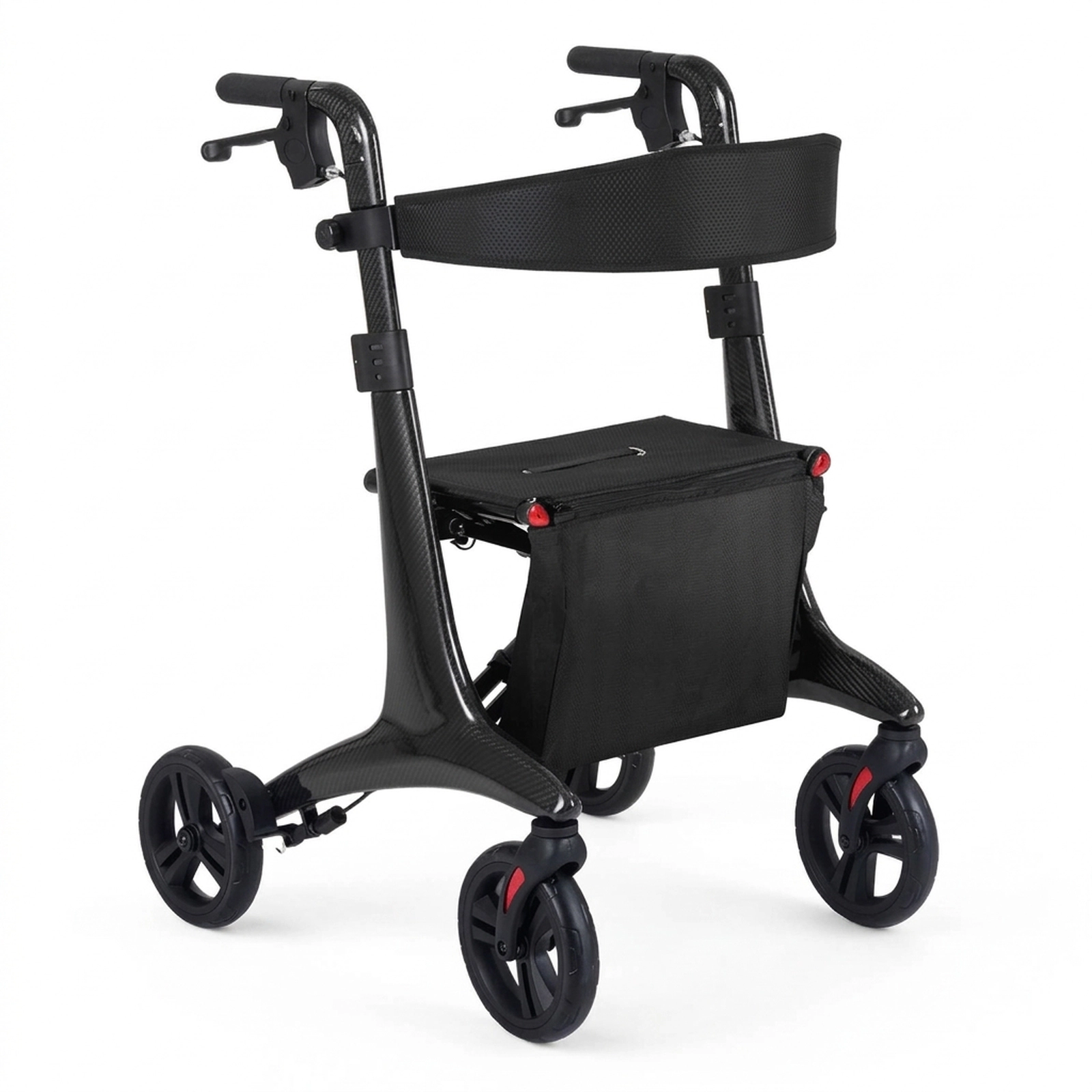 SUGIFT Foldable Rollator Rolling Walker with Seat 300-Lb Capacity Black