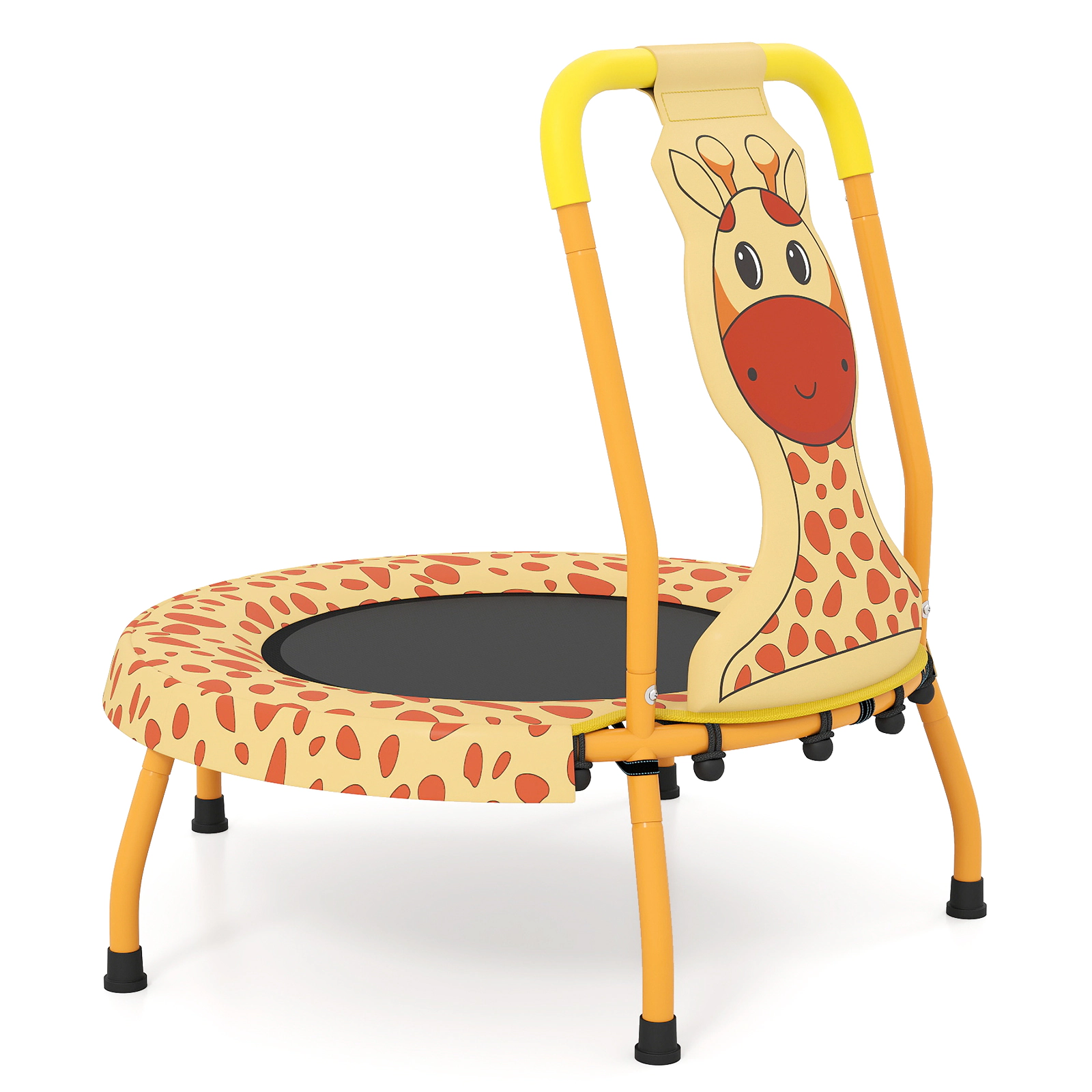 SUGIFT Mini Trampoline for Toddlers Orange with Foam Padded Handle and Giraffe Cover
