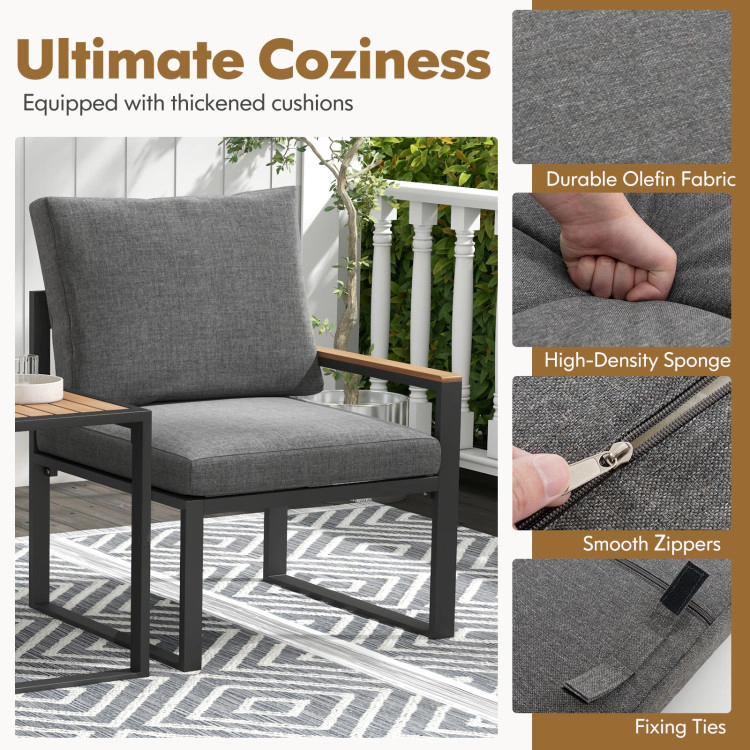 Hivvago 3 Pieces Aluminum Frame Weatherproof Outdoor Conversation Set With Soft Cushions