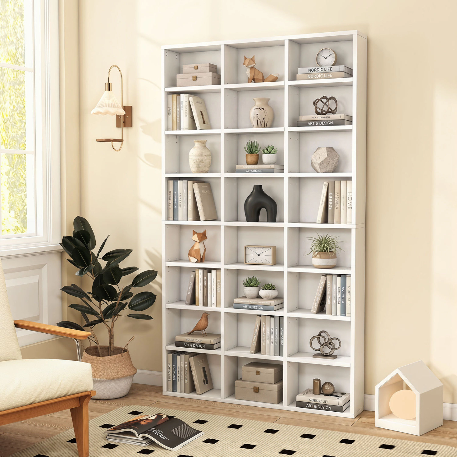 Hivvago 70 Inch Tall Bookshelf 24 Cube Storage Organizer with Adjustable Shelves
