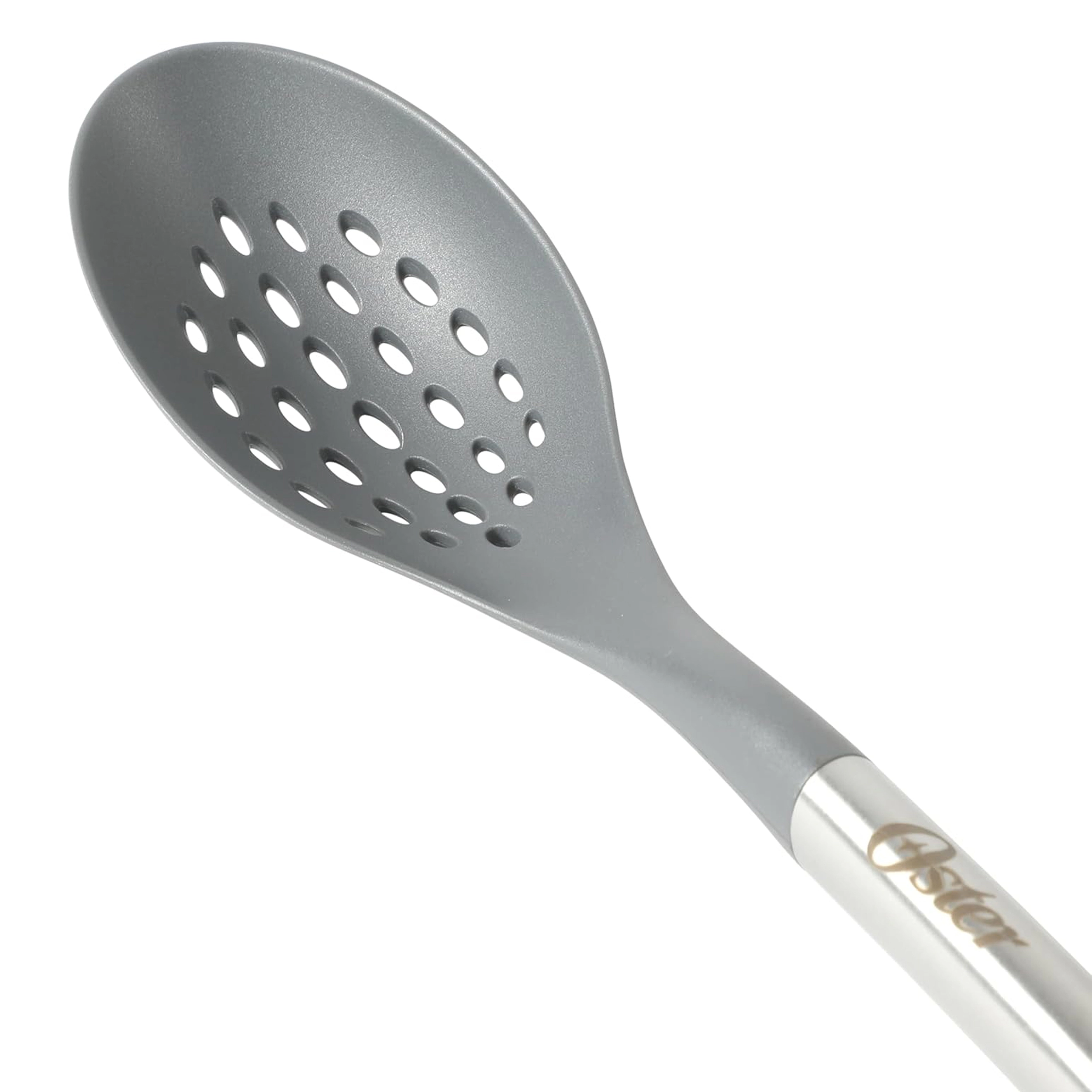 Oster Chadswyck 13.8 Inch Nylon Slotted Spoon With Stainless Steel Handle in Silver