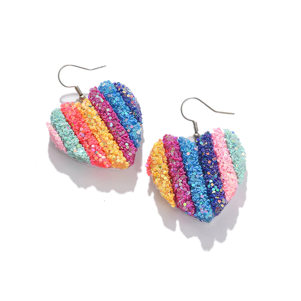 SOHI Women's Multicolour Glitter Heart Drop Earrings