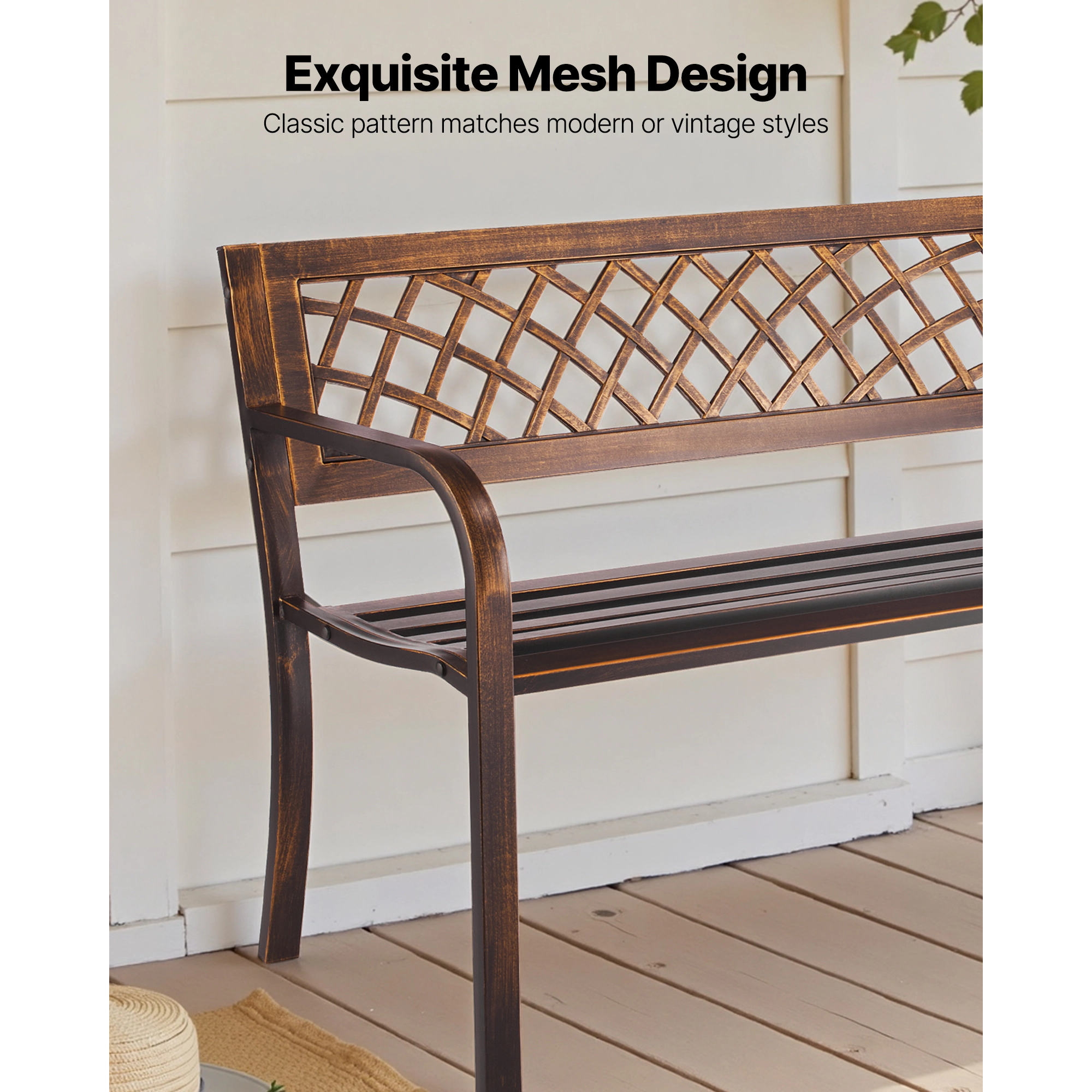 HONGGE Weatherproof Outdoor Bench Frame for Patio, Garden, Park, Yard, or Front Porch
