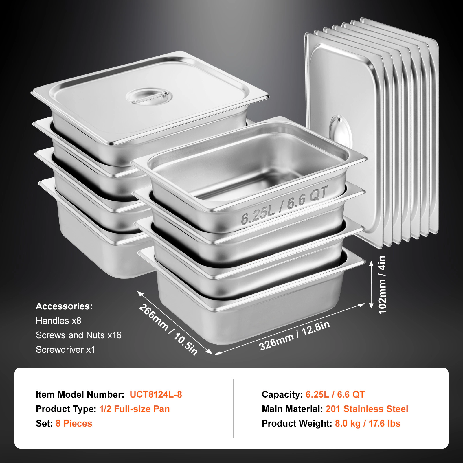 HONGGE Hotel Pans, Anti-Jam Steam Pan, 0.8mm Thick Stainless Steel Steam Table Pan, Deep Commercial Table Pan