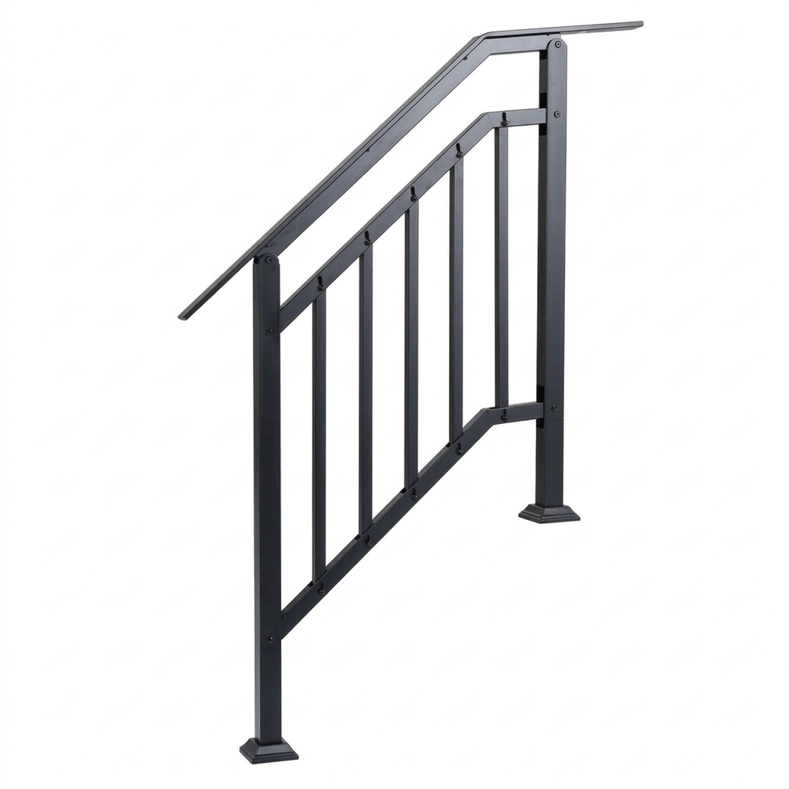 SUGIFT 2 Pack Adjustable Handrails for 3 Steps Garden Cart Entryways 330-lb Capacity Galvanized Cold Rolled Metal Black