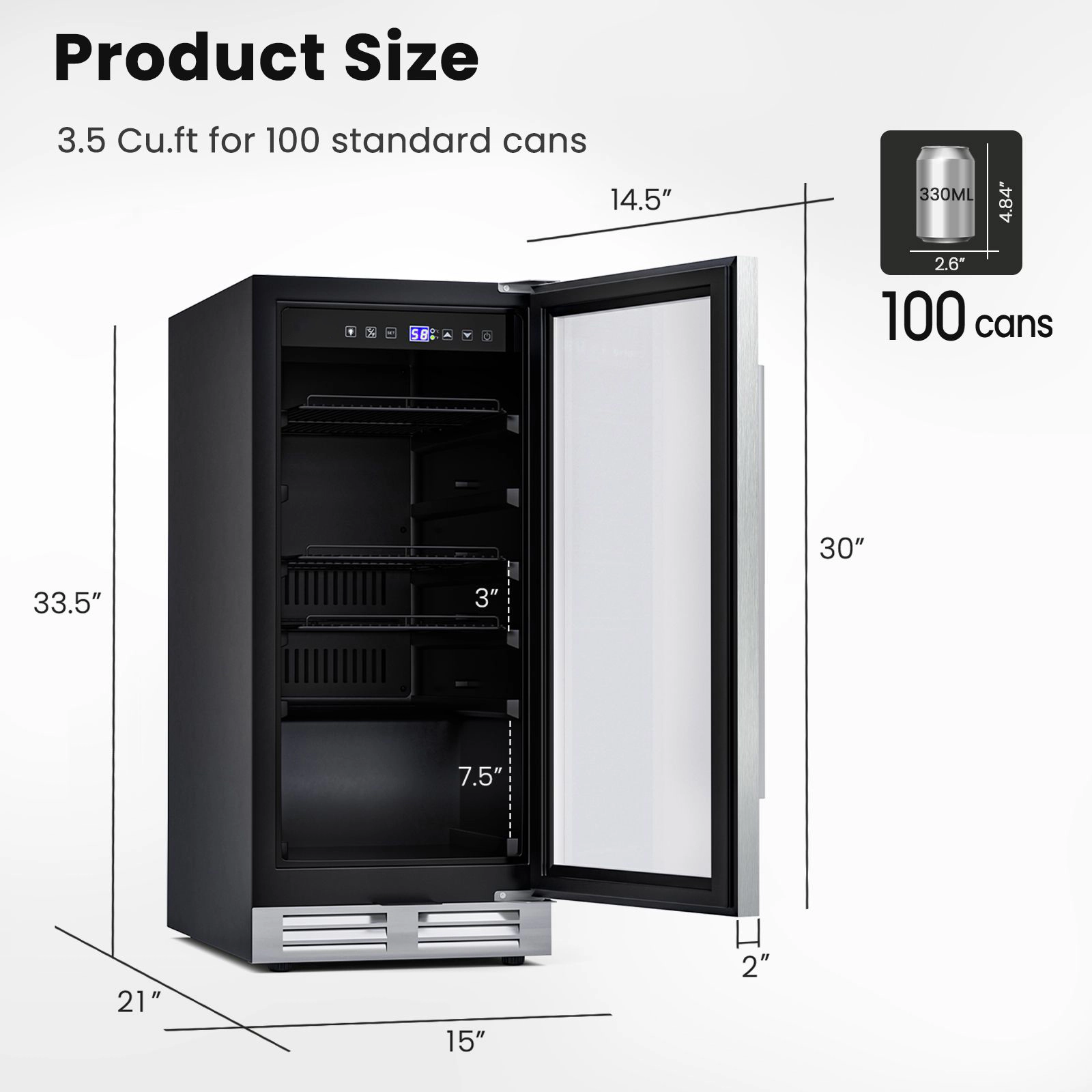 SlickBlue 3.5 Cu Ft Beverage Cooler, 100 Can Double Glass Door