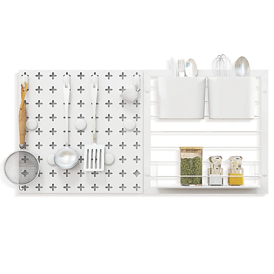 SUGIFT 12-in x 12-in 66-lb Capacity Pegboard Wall Organizer Kit with Magnets Hooks and Storage Containers