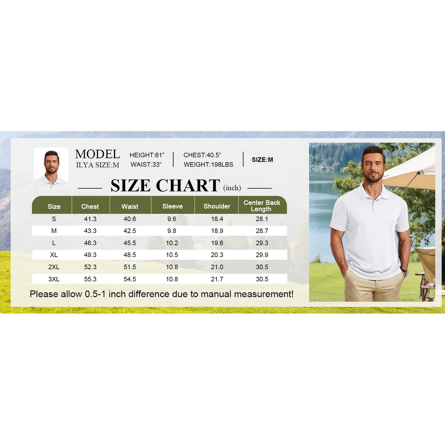 COOFANDY Mens Classic Collar Polo Shirt Short Sleeve Pen Pocket Casual Work Top