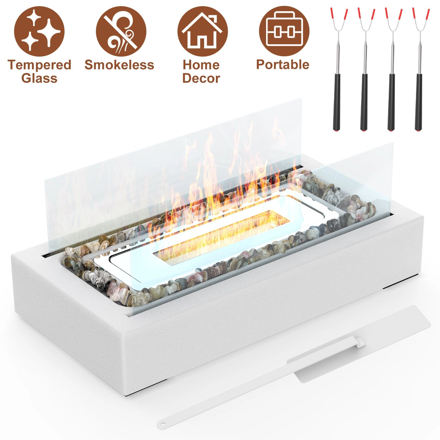 GBruno Ethanol Tabletop Fire Pit With Roasting Sticks