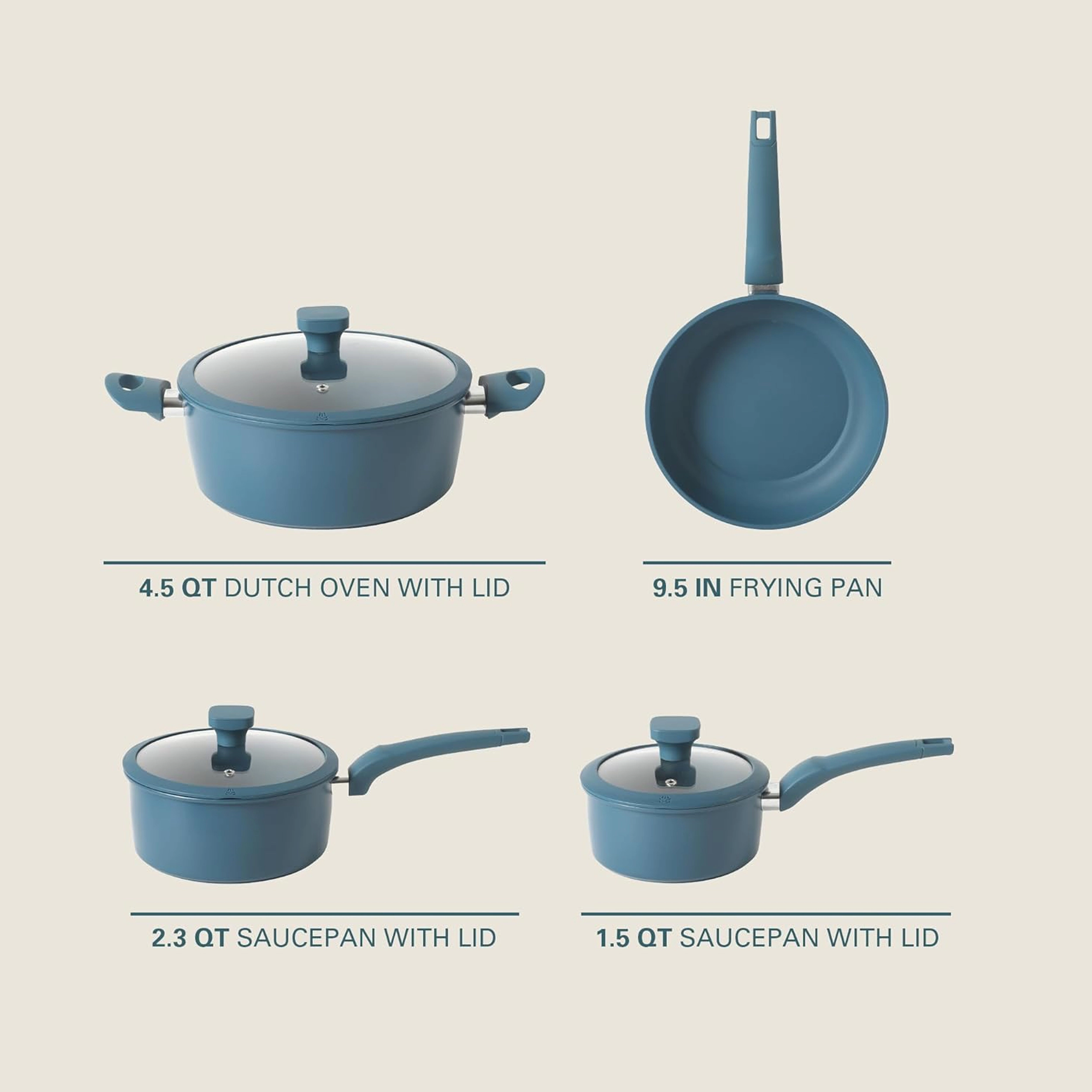 Gibson Home Helensburgh 7 Piece Nonstick Carbon Steel Cookware Set in Blue