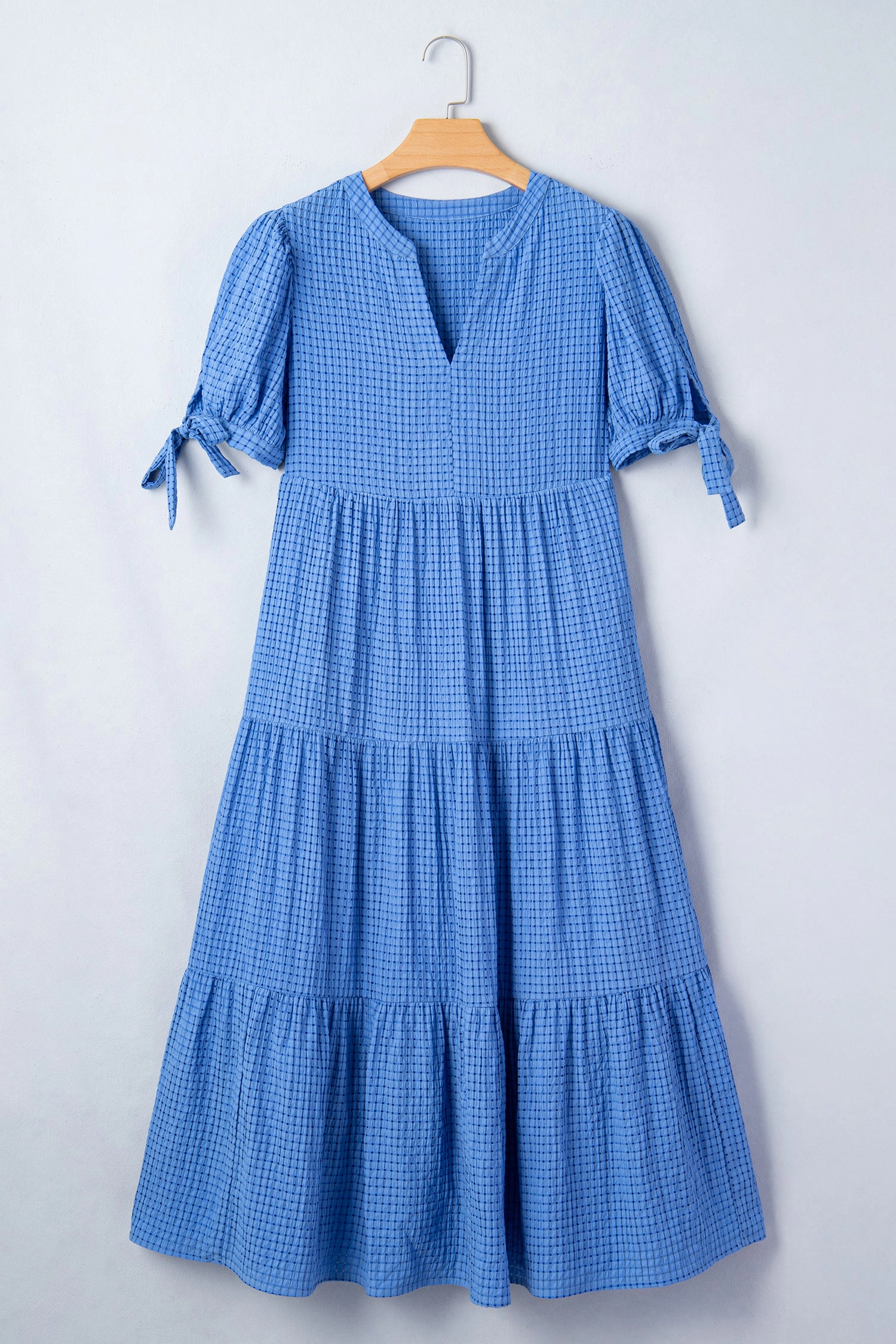 Threaded Pear Womens Madelynn Tiered Gingham Midi Dress