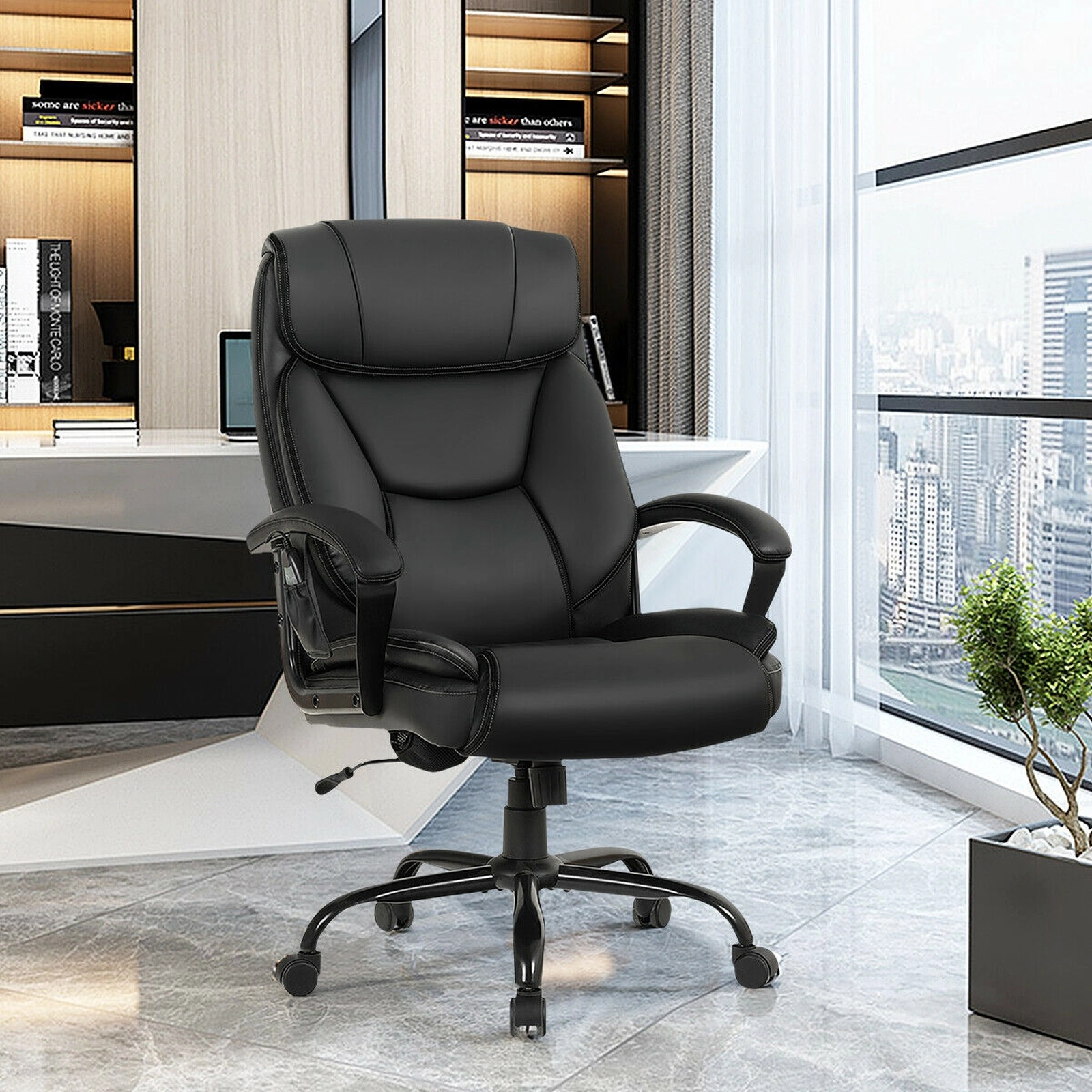 SUGIFT Massage Executive Office Chair with 6 Vibrating Points 500-lb Capacity Black