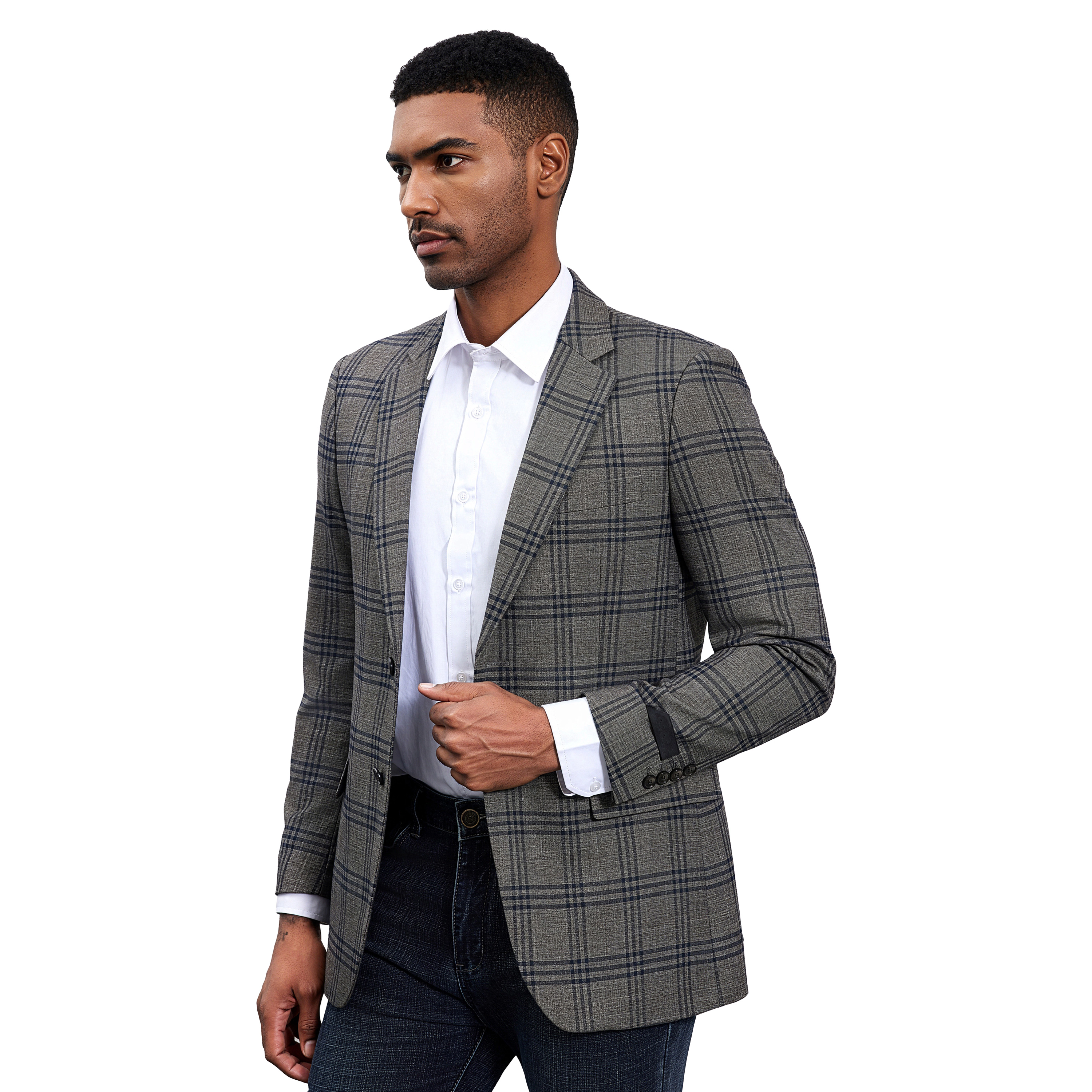 Tazzio Mens Slim Fit Glen Plaid Sport Coat