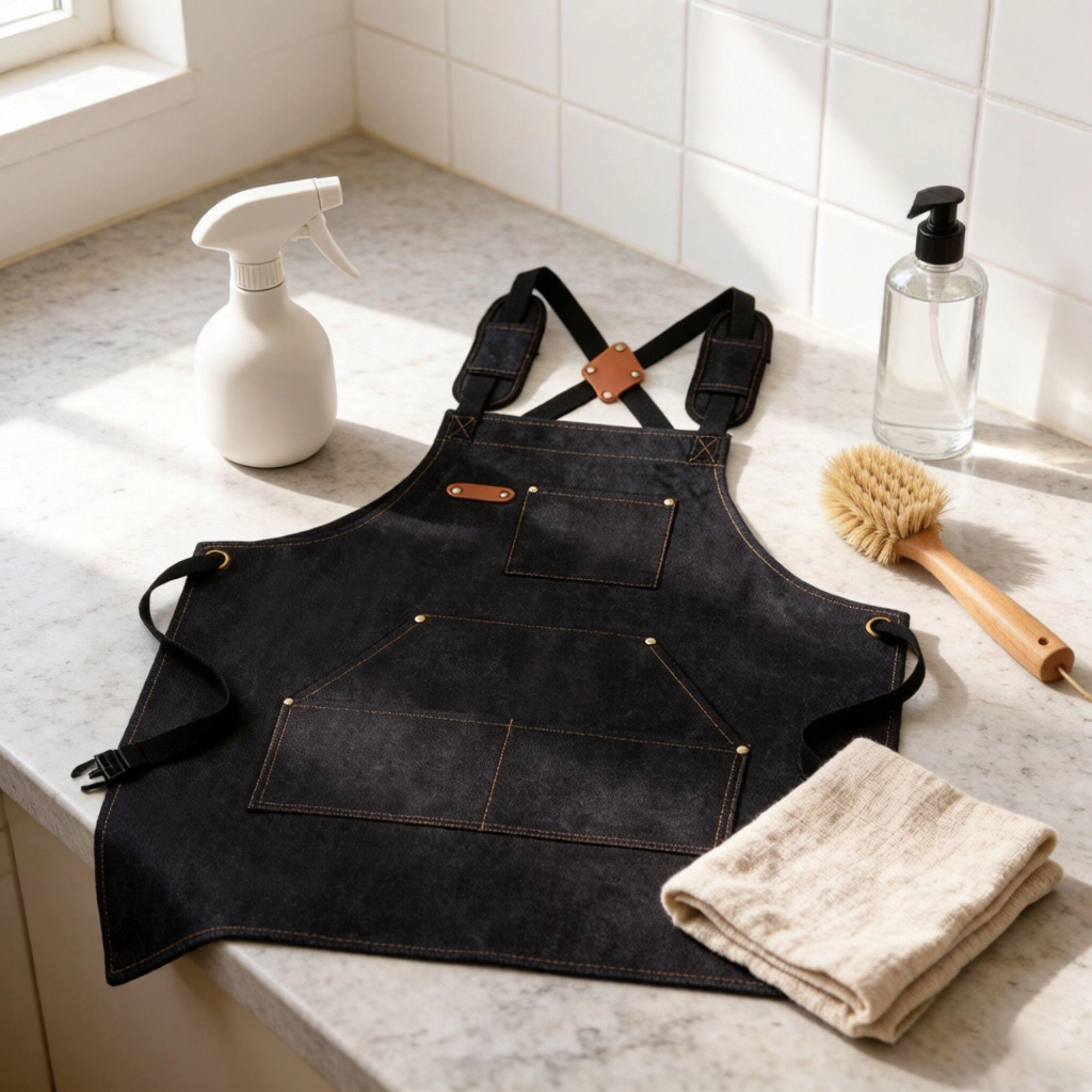 Alilang Unisex Cotton Kitchen Apron with Cross Back Straps Minimalist Utility for Cooking Baking Craft Gardening