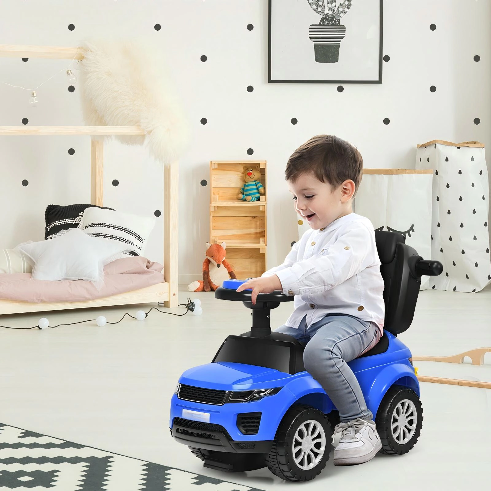 SUGIFT 3-in-1 Ride-On Push Car Toddler Stroller Sliding Car 55-lb Capacity Ages 12-36 Months Black