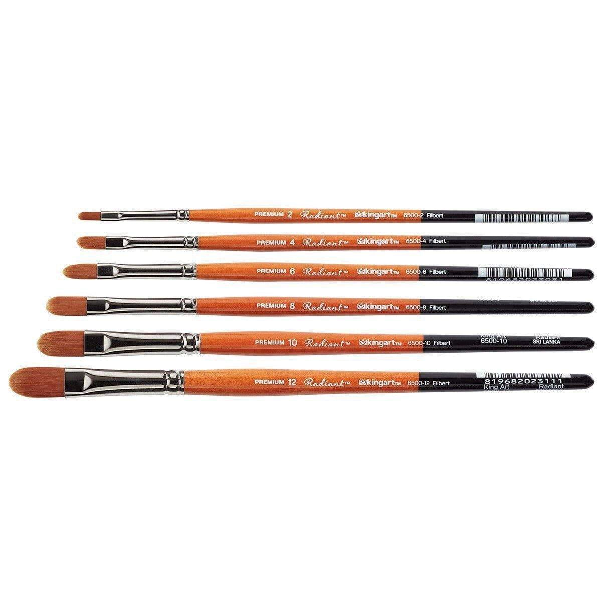 KINGART Radiant 6500 Filbert Golden Synthetic Brush Set - 6 pc
