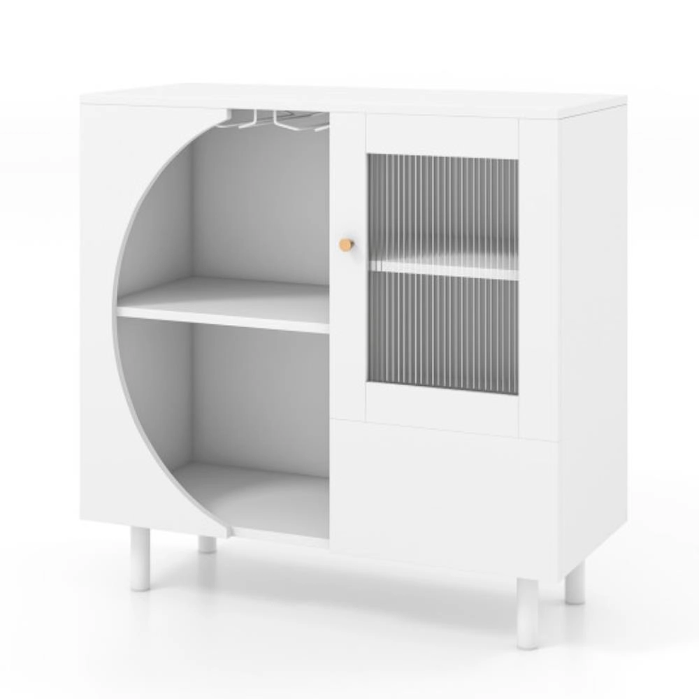 Hivvago Kitchen Sideboard With Glasses Holder For Living Room Dining Room-White