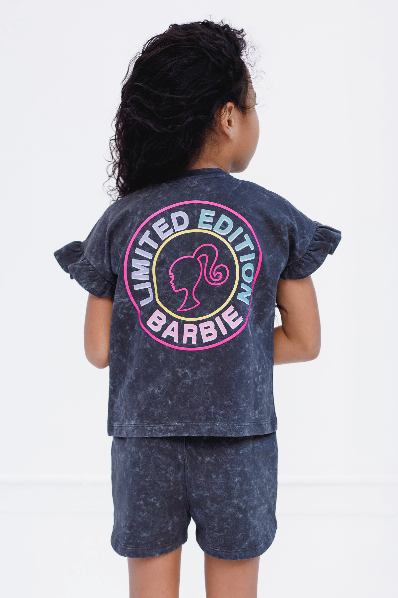 Barbie Girls' Wash French Terry T-Shirt and Shorts Set