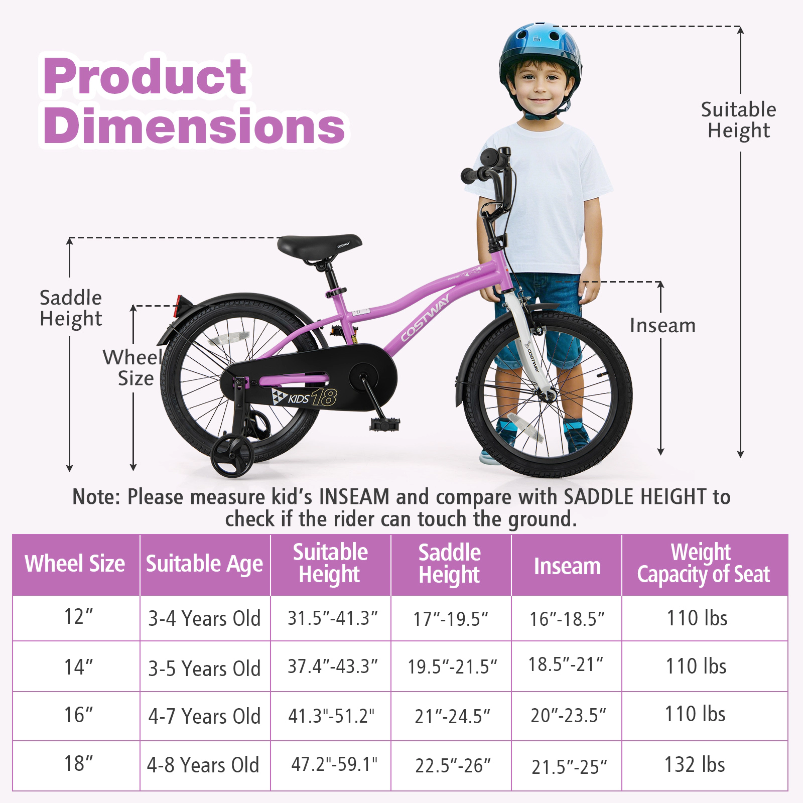 LJG Kids Bike Children Training Bicycle with 2 Brake
