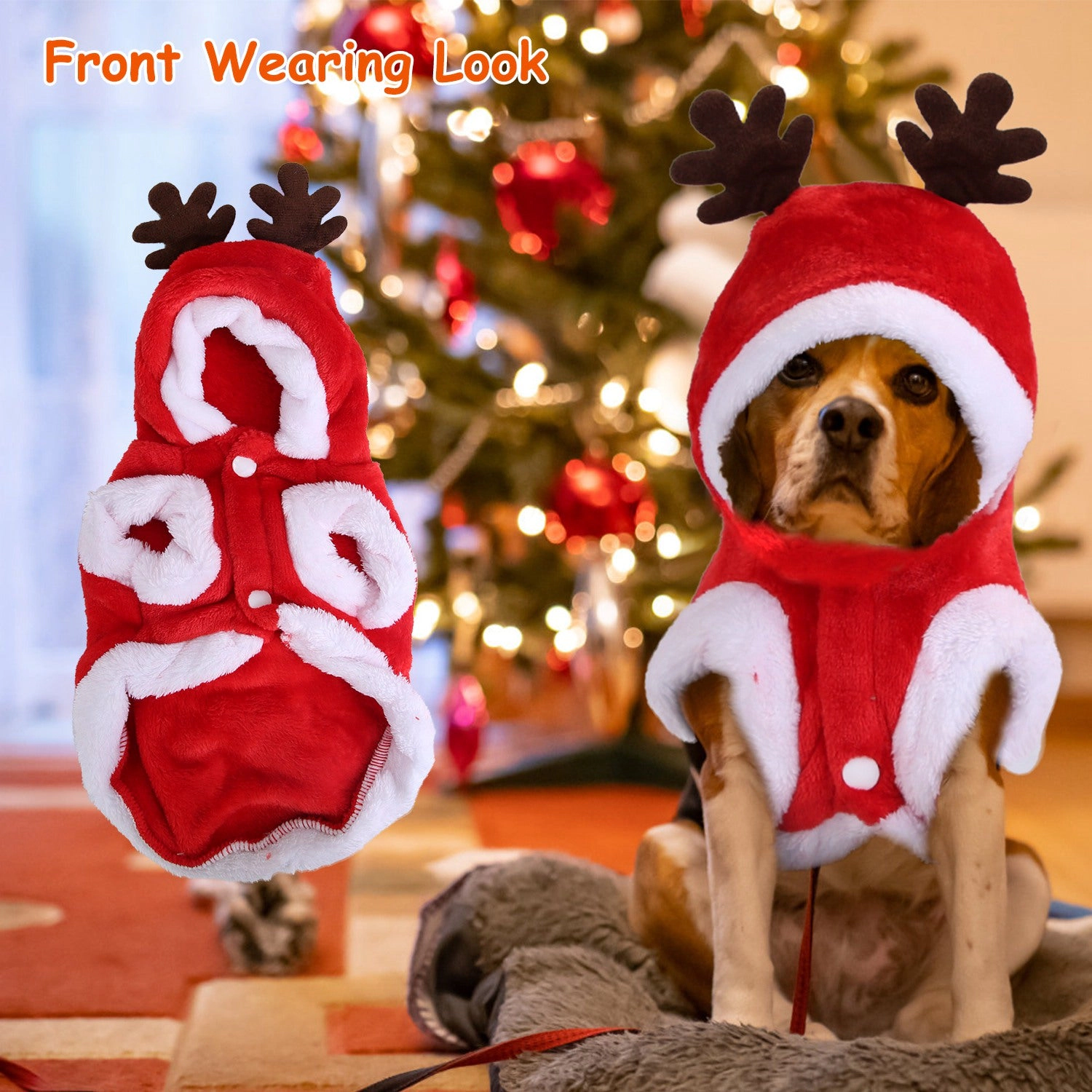 GBruno Santa Claus Pet Christmas Costume With Antlers