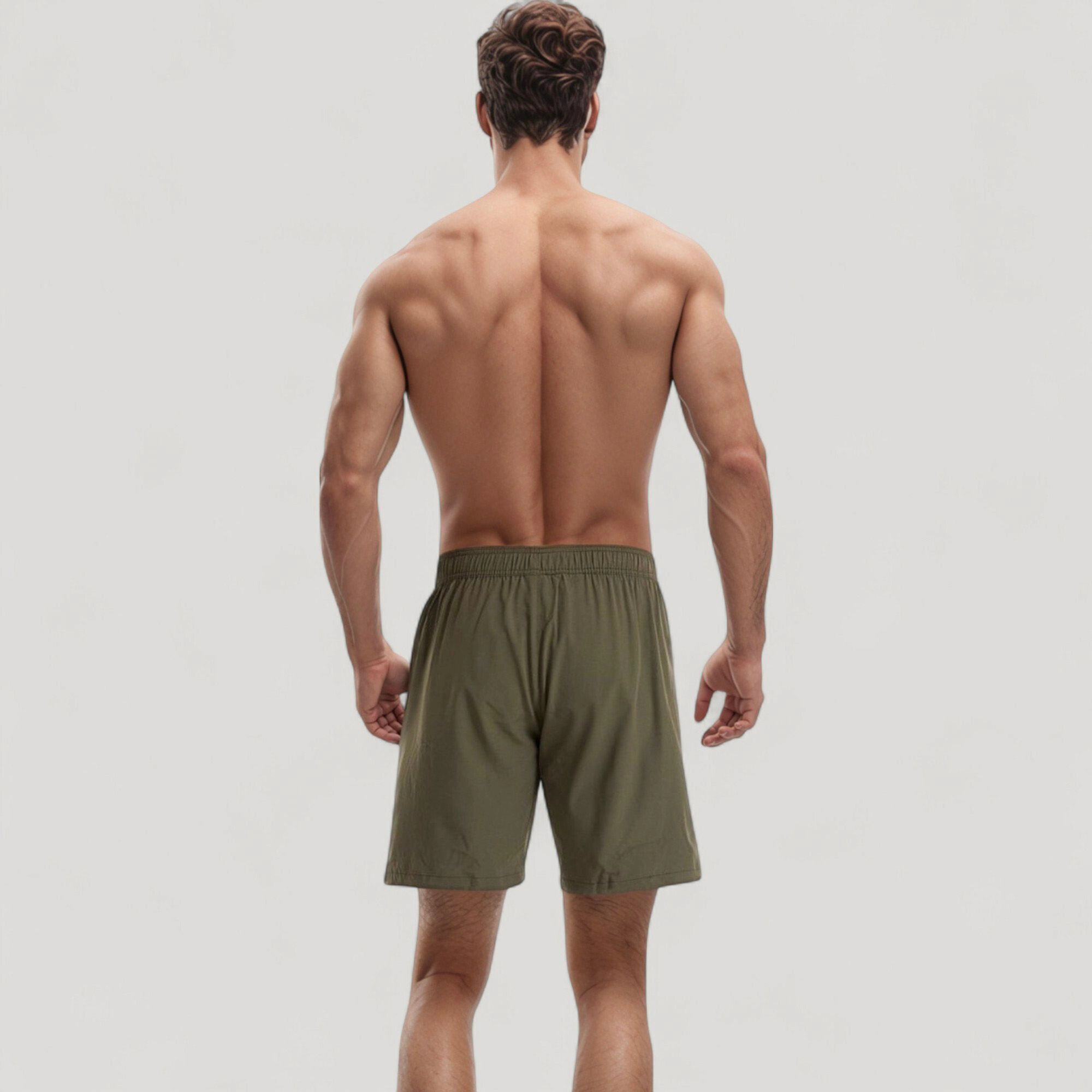 Anna-Kaci Men's Swim Trunks with Zipper Pockets and Adjustable Drawstring Waistband