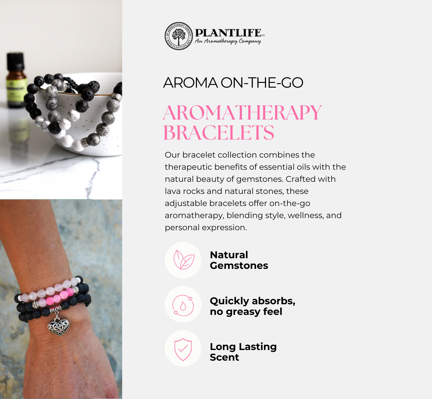Plantlife Cobalt Aura Druzy Quartz Adjustable Aromatherapy Bracelet