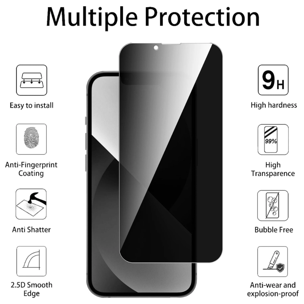 Qixxronics Privacy Screen Protector iPhone 13 Mini Tempered Glass 9H Hardness 3pack