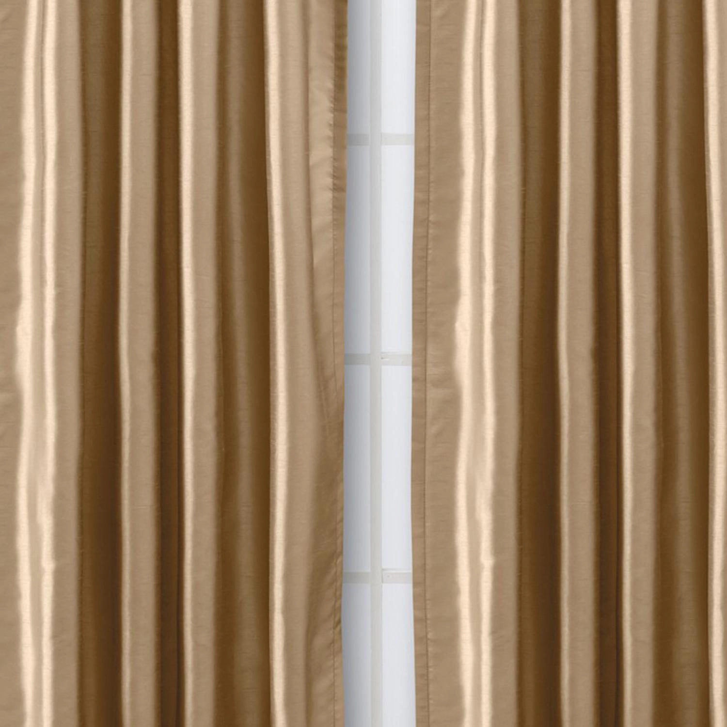 Ellis Curtain Luna Faux-Silk Rod Pocket/Back Tab Tailored Pairs - 100x63", Taupe