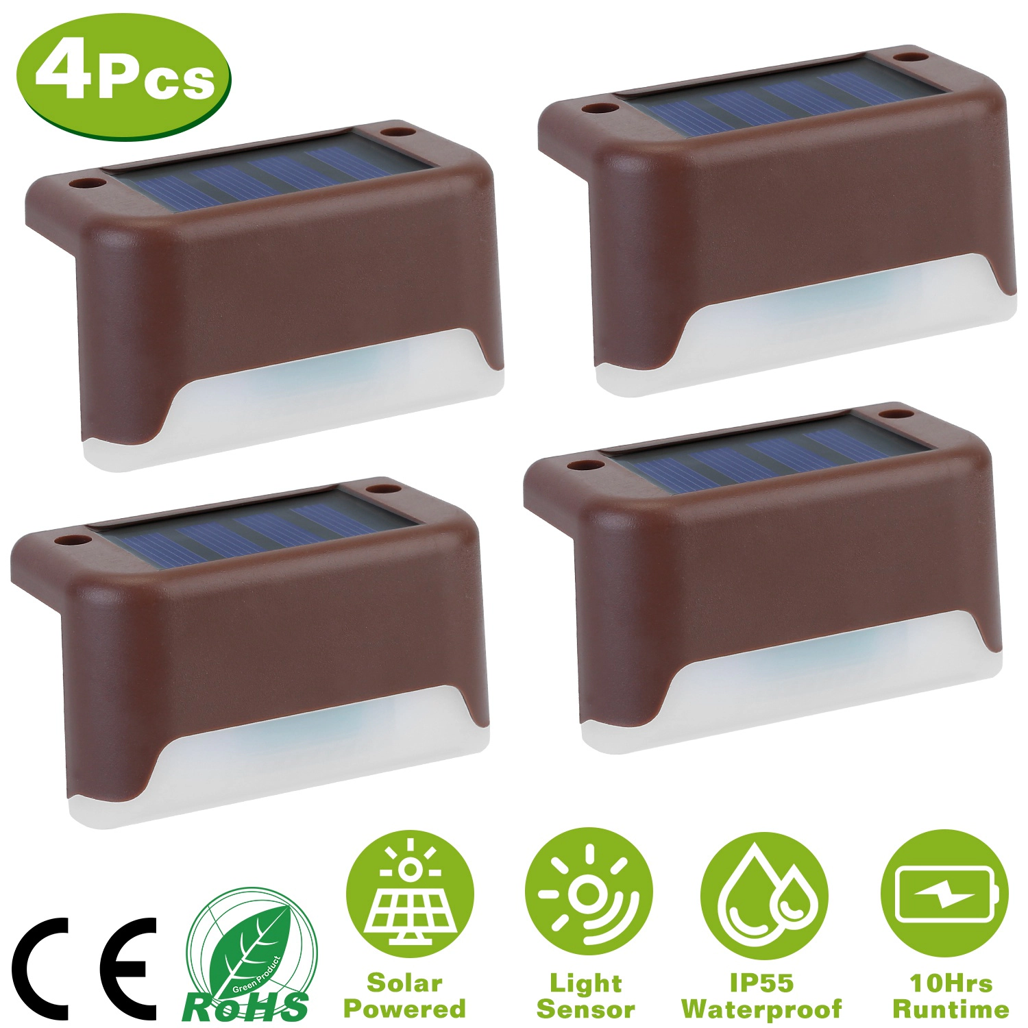 GBruno Solar LED Step Lights 4-Pack Outdoor Waterproof