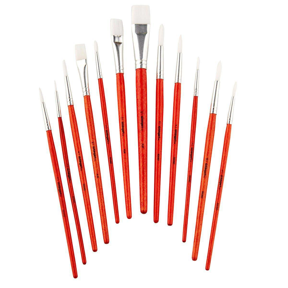 KINGART® Studio Mixed Media White Nylon Brush Set - 12 pc